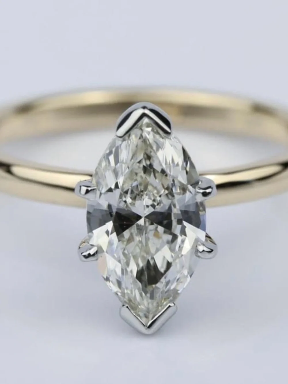 Marquise Diamond Solitaire Ring in Yellow Gold
